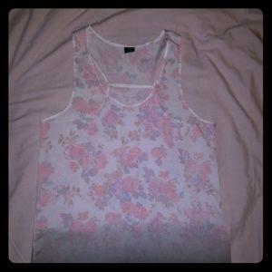 Stranded pink floral tank top XL